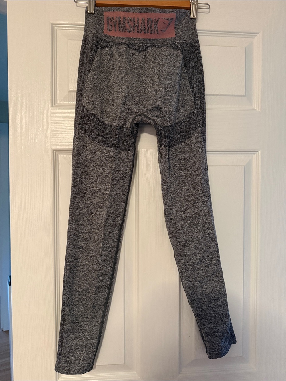 Gymshark Gray Leggings with Pink Waistband